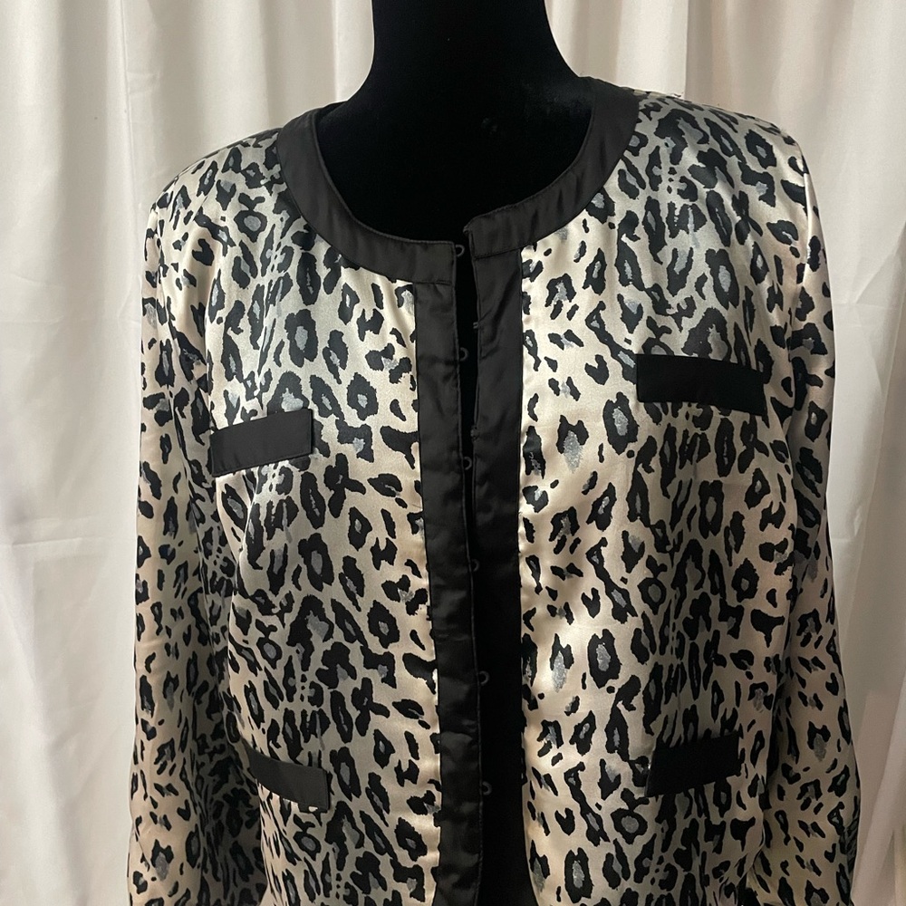 Michael Simon Black and White Animal Print Blazer